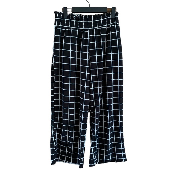 Inner circle black and white grid L wide leg stretch elastic straight leg pants - Picture 2 of 5